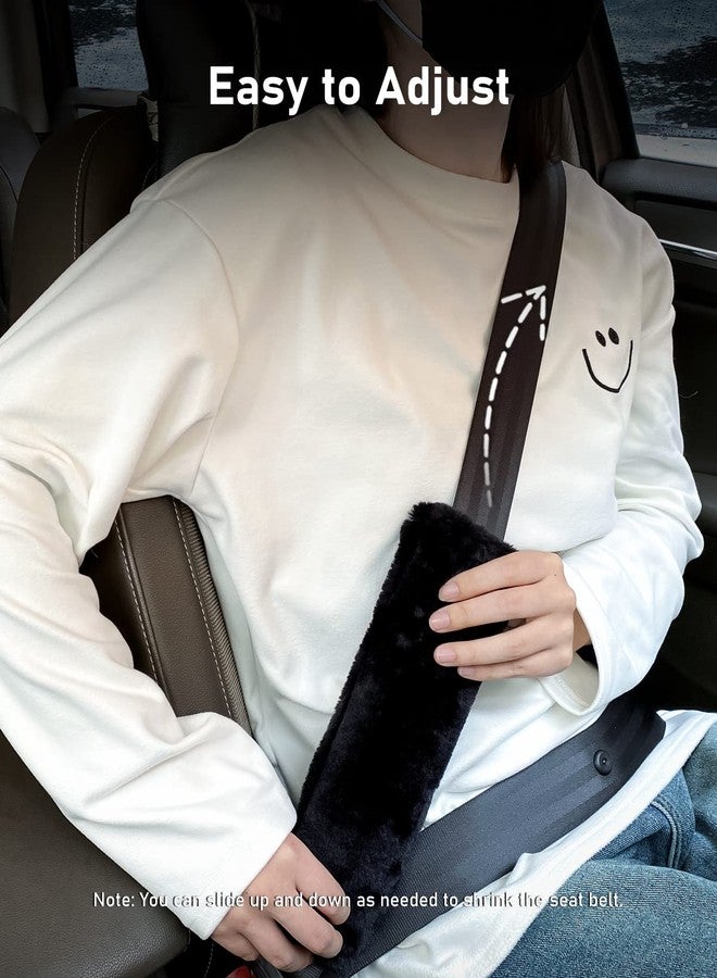 BELINOUS Faux Sheepskin Seat Belt Cover, Soft & Comfortable Seat Belt Shoulder Pad, Thick Car Seat Belt Cushion, Seat Belt Neck Protector for Kids Adults 4 Pack (Black) - Image 4