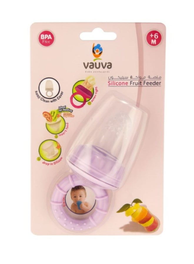 فوفا مغذي فواكه سيليكون للأطفال، خالي من مادة BPA، مقاس M، لون أزرق فيروزي، آمن للتنظيف بالغطاء - Image 1
