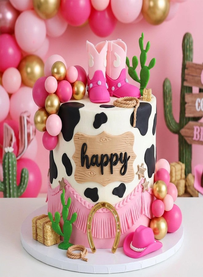 Knana 21Pcs Pink Cowgirl Birthday Cake Topper Cowgirl Hat Cake Topper with Pink Boot for Western Cowgirl Birthday Party Supplies - Image 4