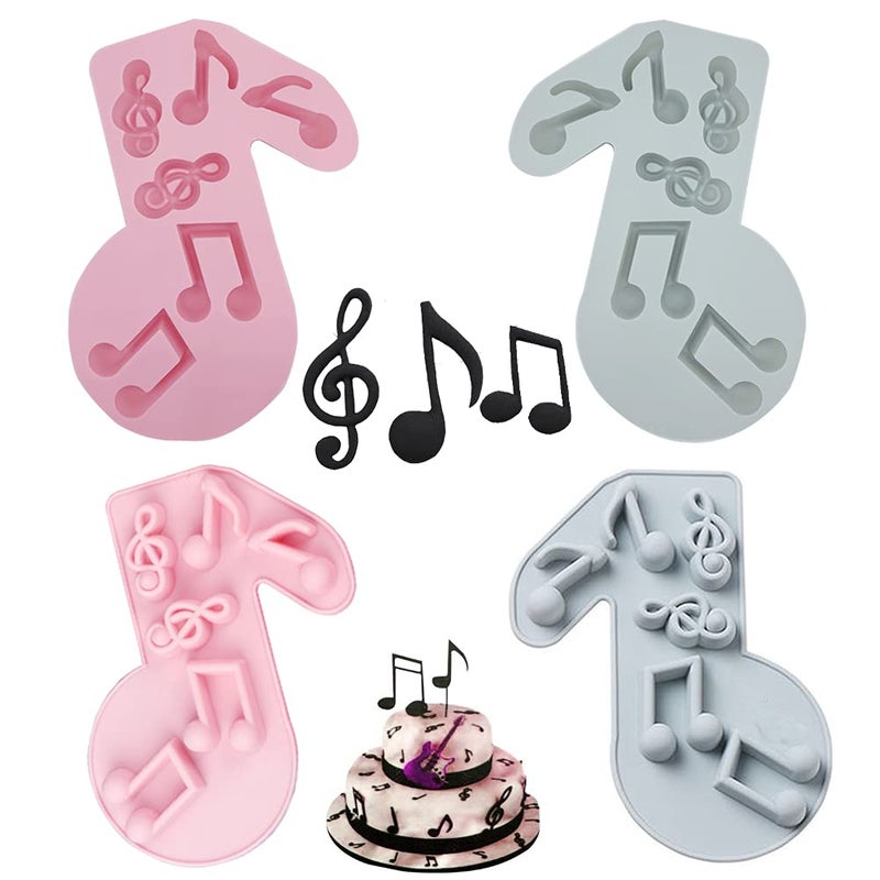KuuGuu 4 PCS Music Note Silicone Fondant Mold Music Note Cake Chocolate Candy Molds DIY Birthday Party Cake Decoration Cupcake Topper and Crafting Projects