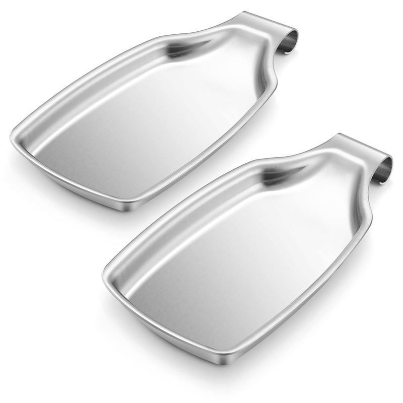 LIANYU 2Piece Spoon Rest for Kitchen Counter Stainless Steel Spoon Ladle Holder for Stove Top Spatula Utensil Holder with Square Bottom Heavy Duty Dishwasher Safe