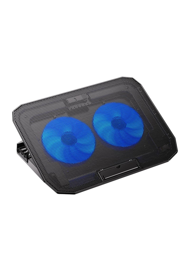 Portable Laptop Cooling Pad for 10-15.6" Laptops, Adjustable Height, 2 Quiet Fans, USB Powered, Ideal for Gaming - Image 1