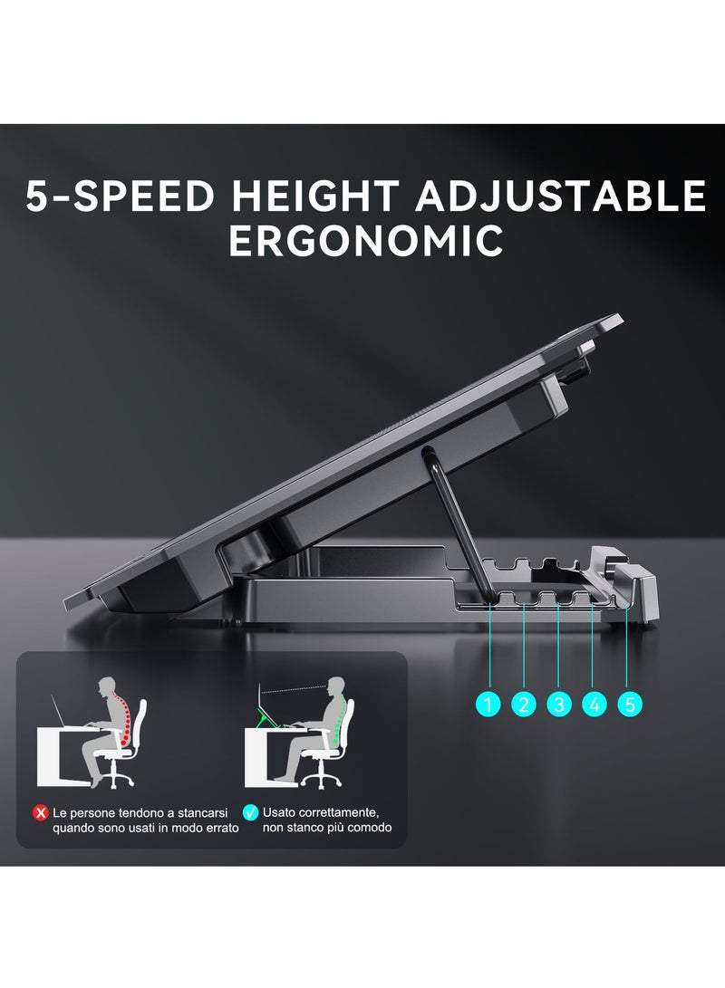 Portable Laptop Cooling Pad for 10-15.6" Laptops, Adjustable Height, 2 Quiet Fans, USB Powered, Ideal for Gaming - Image 4