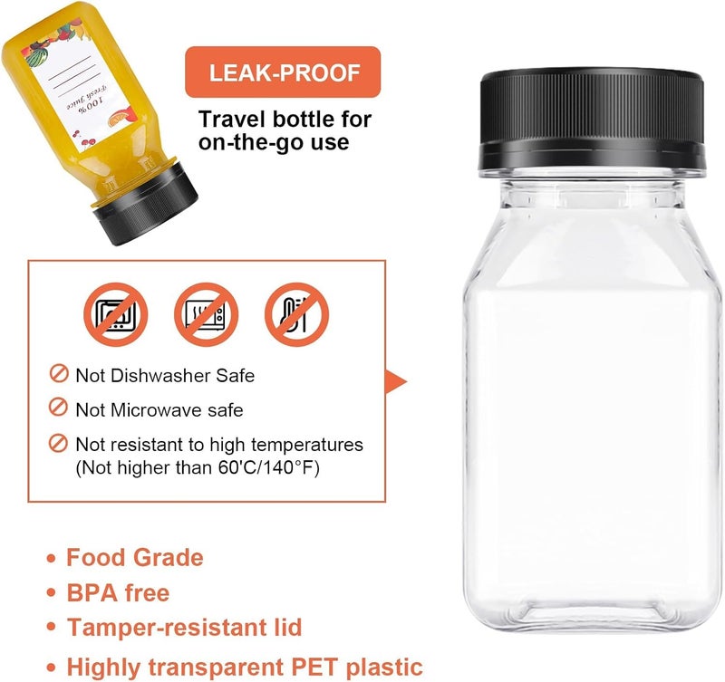 OBKJJ 40 pcs 4oz Pcs Juice Bottles, Juice Bottle with Caps Reusable Empty Clear Bottles with Label, Funnel, Brush Bulk Beverage Containers for Juicing, Drinking, Smoothie and Other Beverages (4-OZ) - Image 4