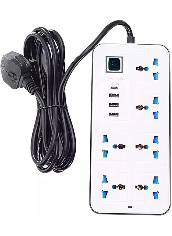 PROMASS Power Strip Extension Cord with 3 USB Socket, 6.56 FT Long UK Plug Extension Cable, 6 Outlets Power Extension, Fire resistance, Power Cord for Home, Office, Cruise Ship, Dorm Essential, and Travel  - Image 1