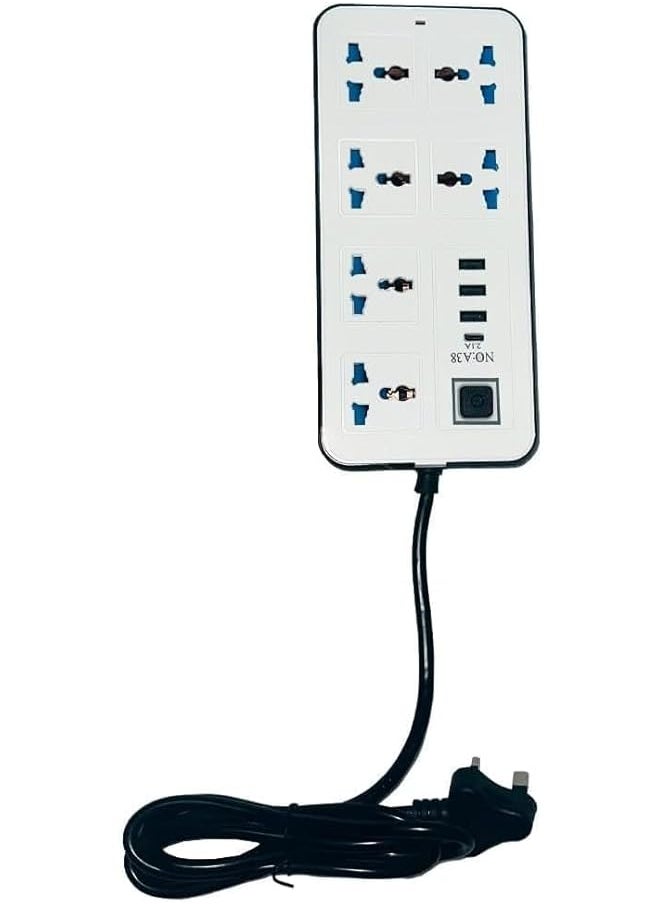 PROMASS Power Strip Extension Cord with 3 USB Socket, 6.56 FT Long UK Plug Extension Cable, 6 Outlets Power Extension, Fire resistance, Power Cord for Home, Office, Cruise Ship, Dorm Essential, and Travel  - Image 3