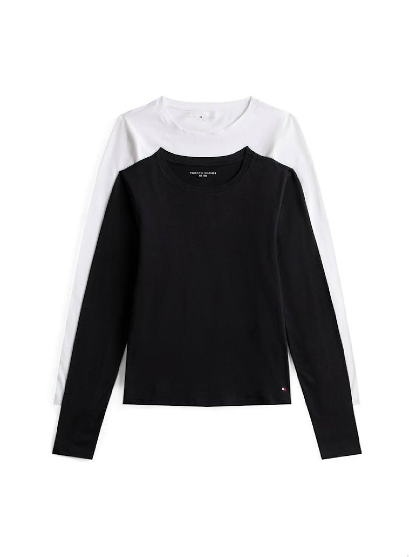 تومي هيلفيغر طقم 2 تيشيرت طويل الأكمام بخامة مرنة - Image 1