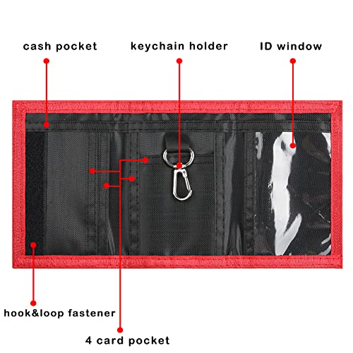Lamiza Kids Wallet for Boys Girls Teens Trifold, Canvas Toddler Wallet for Boys, Cute Zipper Wallets Youth with Coin Pocket and Card Holders, Novelty Wallets for Childrens Birthday Gifts (Red) - Image 5