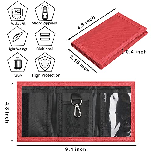 Lamiza Kids Wallet for Boys Girls Teens Trifold, Canvas Toddler Wallet for Boys, Cute Zipper Wallets Youth with Coin Pocket and Card Holders, Novelty Wallets for Childrens Birthday Gifts (Red) - Image 3