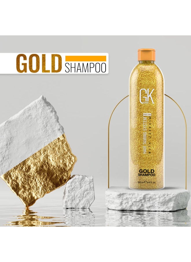 GK Hair Gold Shampoo (8.5 Fl Oz/250ml) Hair Moisturizing Shine and Protection With Argan Oil, Shea Butter, Natural Oils All Hair Types  - Image 2