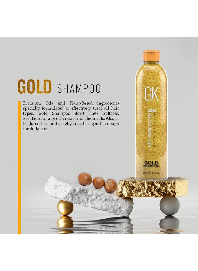 GK Hair Gold Shampoo (8.5 Fl Oz/250ml) Hair Moisturizing Shine and Protection With Argan Oil, Shea Butter, Natural Oils All Hair Types  - Image 4
