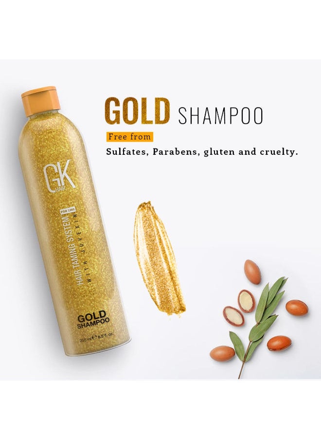 GK Hair Gold Shampoo (8.5 Fl Oz/250ml) Hair Moisturizing Shine and Protection With Argan Oil, Shea Butter, Natural Oils All Hair Types  - Image 3