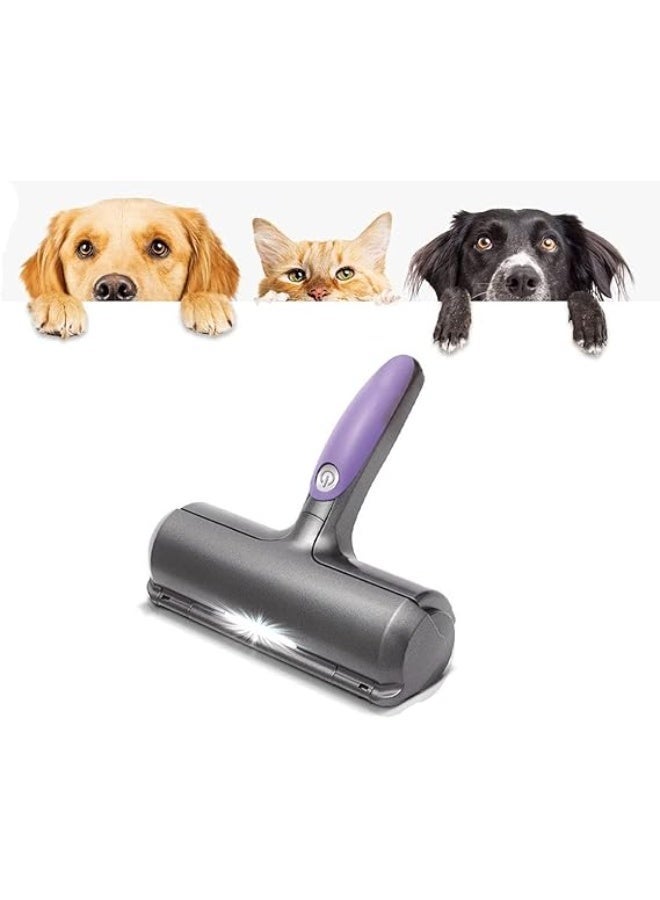 Pet Hair Remover for Clothes Reusable Lint Roller Effortless Cat & Dog Removal Self-Cleaning Brush Carpet, Sofa, Car, Bed (Purple, grey) - Image 1