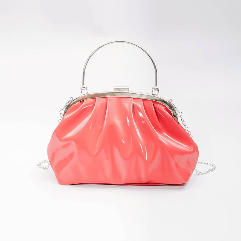 Girl'S Heart Pleated Cloud Bag Summer Bag Cute Small Satchel Evening Bag Hand Carrying Out Princess Bag - Image 2