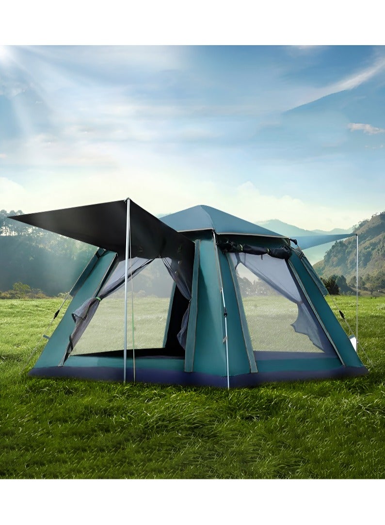 Cyber 6 Person Camping Tent Automatic Instant Pop-Up Tent Lightweight Portable Tent Outdoor Camping Waterproof Windproof Camping Tent and Mesh Windows 2 Doors with Carry Bag - Image 1