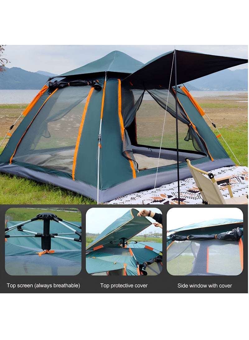 Cyber 6 Person Camping Tent Automatic Instant Pop-Up Tent Lightweight Portable Tent Outdoor Camping Waterproof Windproof Camping Tent and Mesh Windows 2 Doors with Carry Bag - Image 3