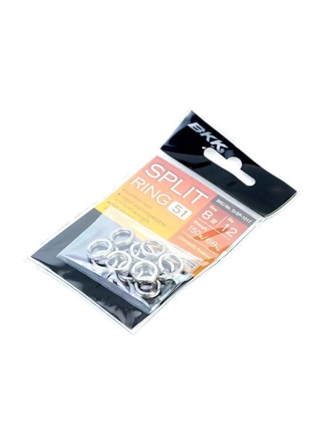 BKK High Strength Stainless Steel Split Rings 51 Lure Connector Flat 12PCS Ultra Steel Wire Heavy Duty Lure Rings Saltwater Terminal Tackle Connector Trolling Lures - Size:8 / 150lb,68KG - Image 2