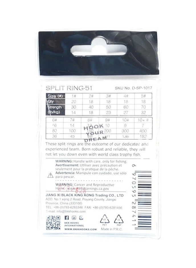 BKK High Strength Stainless Steel Split Rings 51 Lure Connector Flat 12PCS Ultra Steel Wire Heavy Duty Lure Rings Saltwater Terminal Tackle Connector Trolling Lures - Size:8 / 150lb,68KG - Image 3