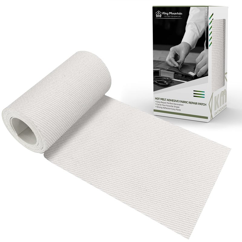 KING MOUNTAIN 100 Cotton Fabric Ironon Repair Patch InsideOutside Clothes Repair Patch 3x60 with Backing Glue Repair Decorative Patch kit OffWhite