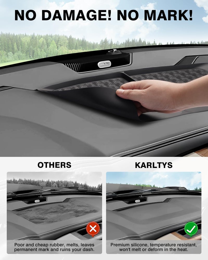 Karltys حصيرة داش كارلتيز لرام 2011-2018 دودج رام 1500 2500 3500، حصيرة داشبورد سيليكون مطورة لملحقات رام 1500، وسادة داش مضادة للغبار متعددة الوظائف للهواتف والمفاتيح والمزيد (أسود) - Image 3