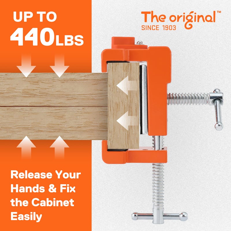 PONY 2-Pack Cabinet Clamps, 8510 Cabinet Claw, Face Frame Clamps for Installing Cabinets, 440 lbs Load Limited Orange - Image 4
