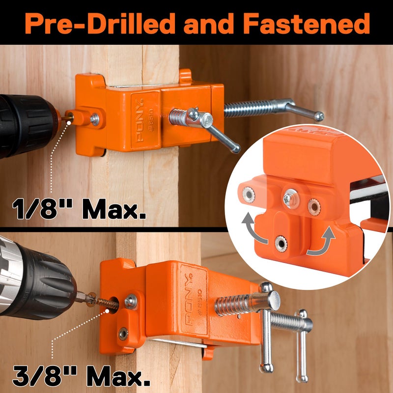 PONY 2-Pack Cabinet Clamps, 8510 Cabinet Claw, Face Frame Clamps for Installing Cabinets, 440 lbs Load Limited Orange - Image 3