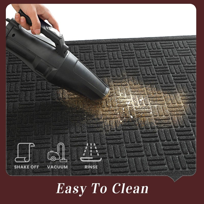 Mibao Front Door Mat Indoor Outdoor Entrance, Dirt Trapping Waterproof All-Season, All-Weather Doormat, Non-Slip Durable Natural Rubber Low Profile Easy Clean Patio Entrance Mat, 29.5" x 17", Black - Image 4