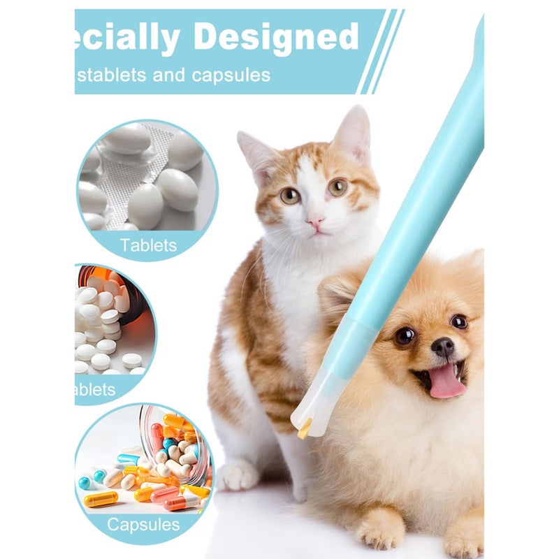 SOLARAE Pet Pill Dispenser, Pet Piller Gun Oral Tablet Capsule, Pet Piller Soft Tip Tablet Silicone Pusher Pill Feeder for Cats, Dogs, and Small Animals 2PCS (Blue) - Image 2