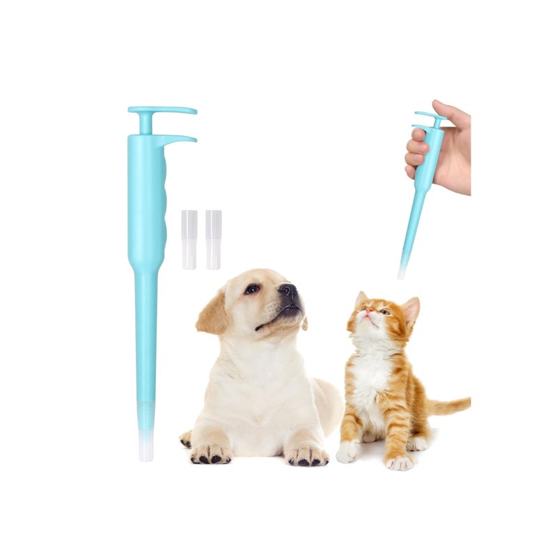 SOLARAE Pet Pill Dispenser, Pet Piller Gun Oral Tablet Capsule, Pet Piller Soft Tip Tablet Silicone Pusher Pill Feeder for Cats, Dogs, and Small Animals 2PCS (Blue) - Image 1