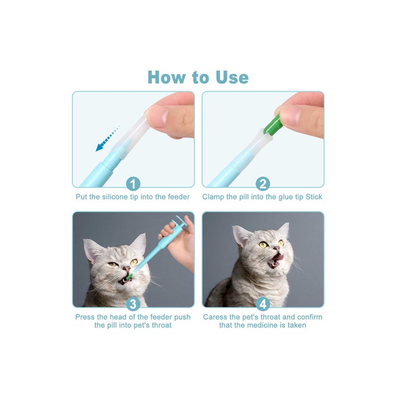 SOLARAE Pet Pill Dispenser, Pet Piller Gun Oral Tablet Capsule, Pet Piller Soft Tip Tablet Silicone Pusher Pill Feeder for Cats, Dogs, and Small Animals 2PCS (Blue) - Image 4