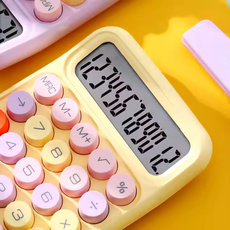 ZNUJ Desktop Calculator - Big Buttons | Aesthetic Candy Color | Comfortable Touch | 12 Digits | Electronic Calculator | Easy to Press Mechanical Switch Calculator (Peach Yellow) - Image 3