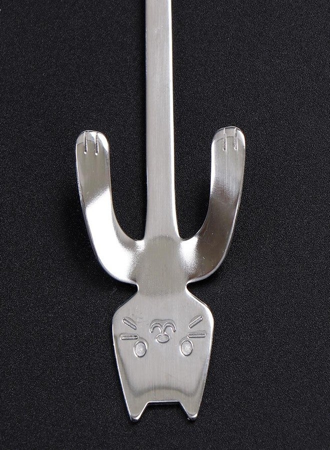 OBANGONG 4 Pcs Coffee Spoon Set - Mini Cat Hugging Kitty Tea Soup Sugar Dessert Appetizer Seasoning Bistro Hanging Cup Spoon - Image 2