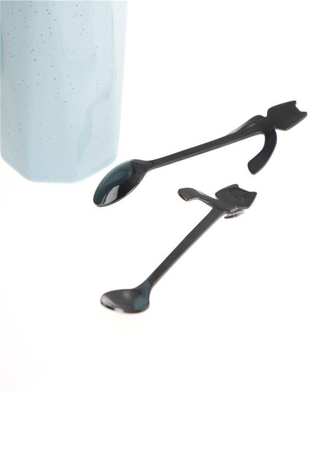 OBANGONG 4 Pcs Coffee Spoon Set - Mini Cat Hugging Kitty Tea Soup Sugar Dessert Appetizer Seasoning Bistro Hanging Cup Spoon - Image 4