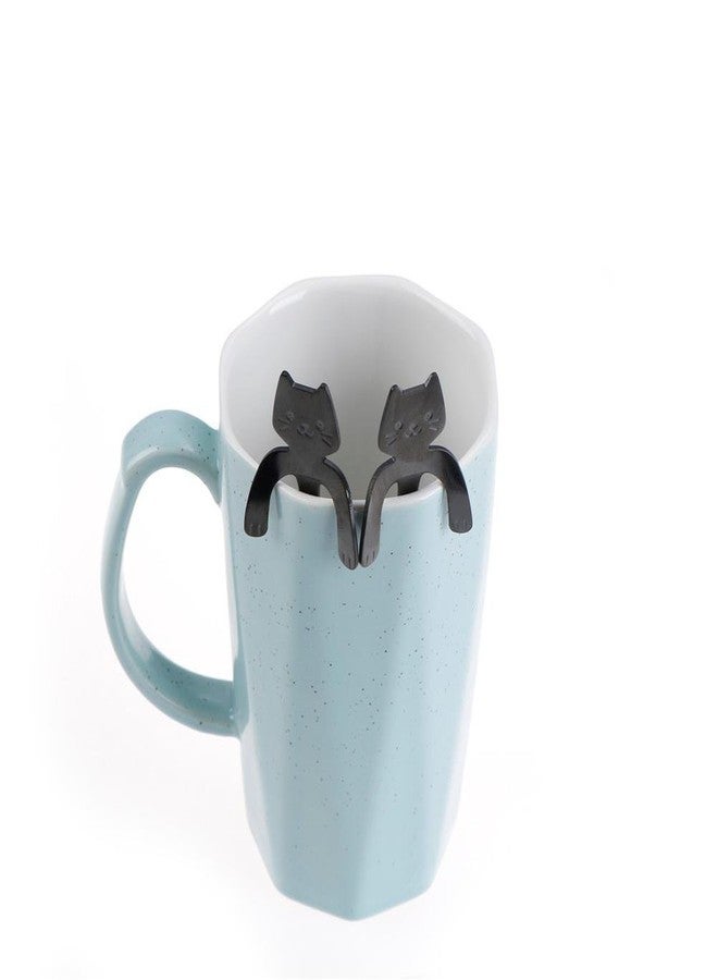OBANGONG 4 Pcs Coffee Spoon Set - Mini Cat Hugging Kitty Tea Soup Sugar Dessert Appetizer Seasoning Bistro Hanging Cup Spoon - Image 5
