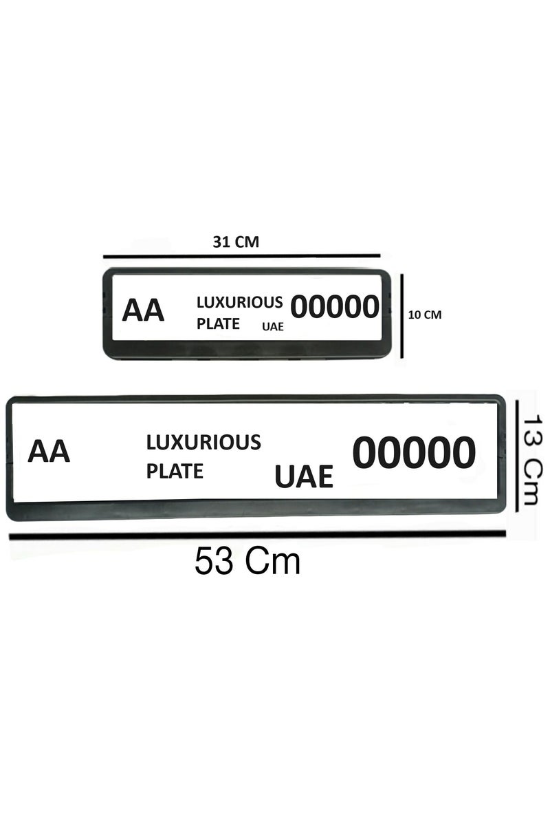 إيتافا حامل إطار لوحة أرقام فاخر للسيارات | إطارات لوحات طويلة وصغيرة للسيارات الرياضية والفاخرة | طقم قطعتين مع 8 براغي تثبيت | المقاسات: 31×10 سم و53×13 سم | غطاء لوحات فاخر لجميع إمارات الدولة – الإمارات العربية المتحدة - Image 2