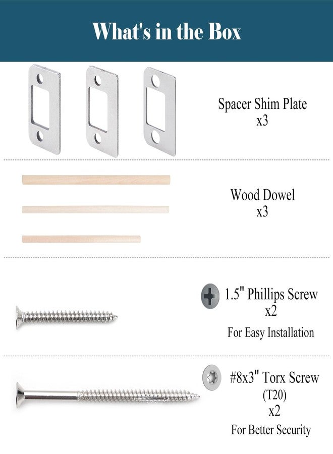 MOSECYOU Door Strike Shim Plates, Standard Size Spacer, Stainless Steel, Set of 3 Different Thickness, Fix Door won’t Stay Shut, Block the Access to Latch (Silver, 1 Pack) - Image 4
