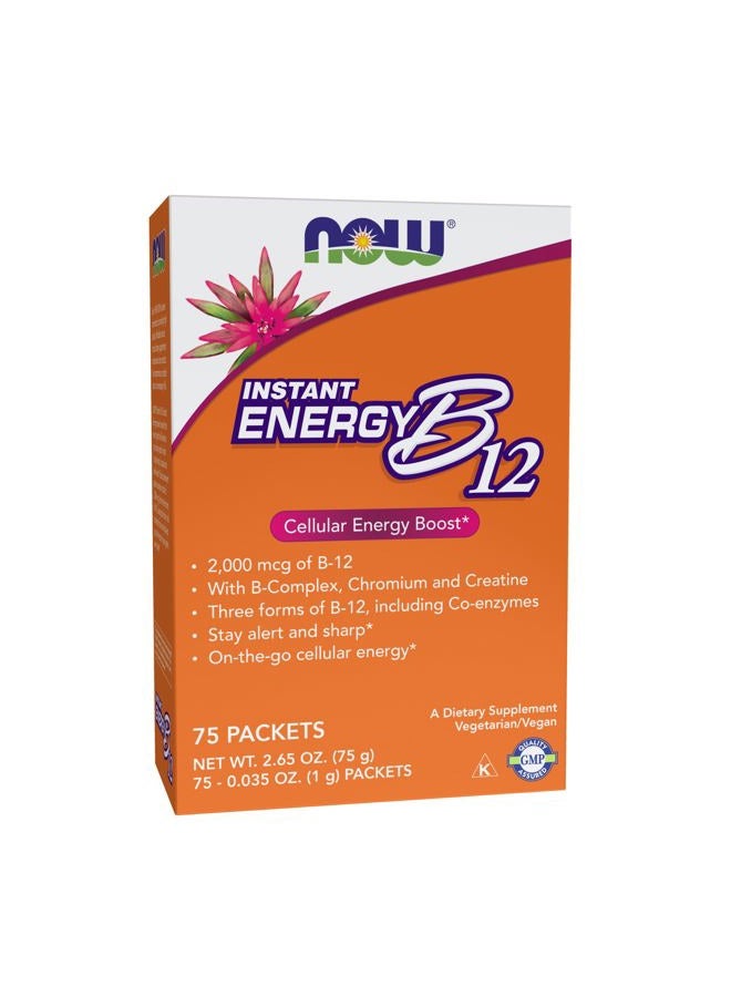 now Supplements, Instant Energy B-12 (2,000 mcg of B-12 per packet), Cellular Energy Boost*, 75 Packets - Image 1