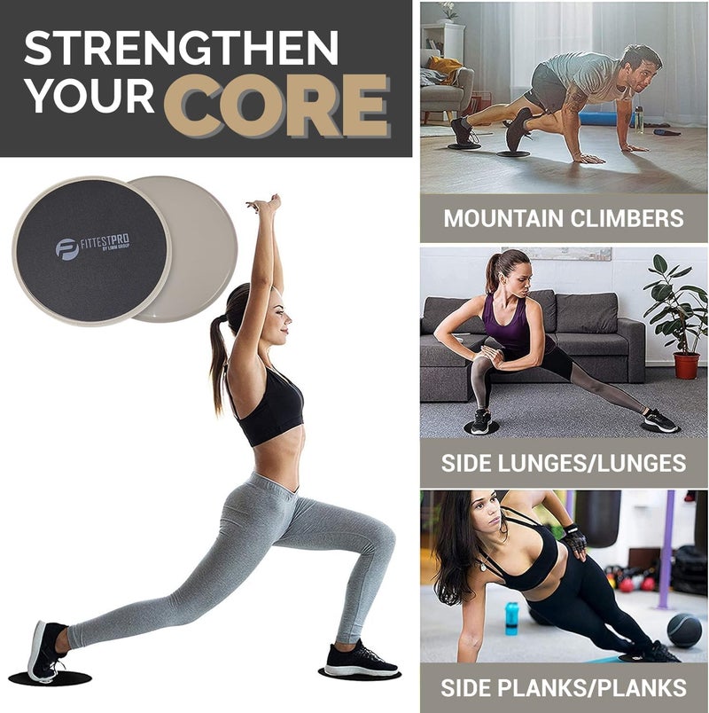 Limm Core Sliders for Working Out - Exercise Sliders Fitness, Stability, Ab, Legs & Full Body (Set of 2) - Bonus Carry Bag & Workout Ebook - Gym Gliding Disc Pads for Hardwood, Carpet & More - Image 2