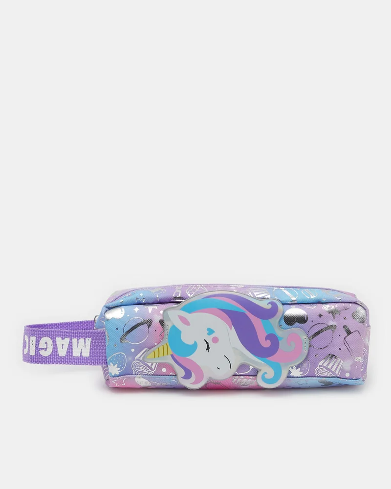 REDTAG Purple And Foil Unicorn Pencil Case