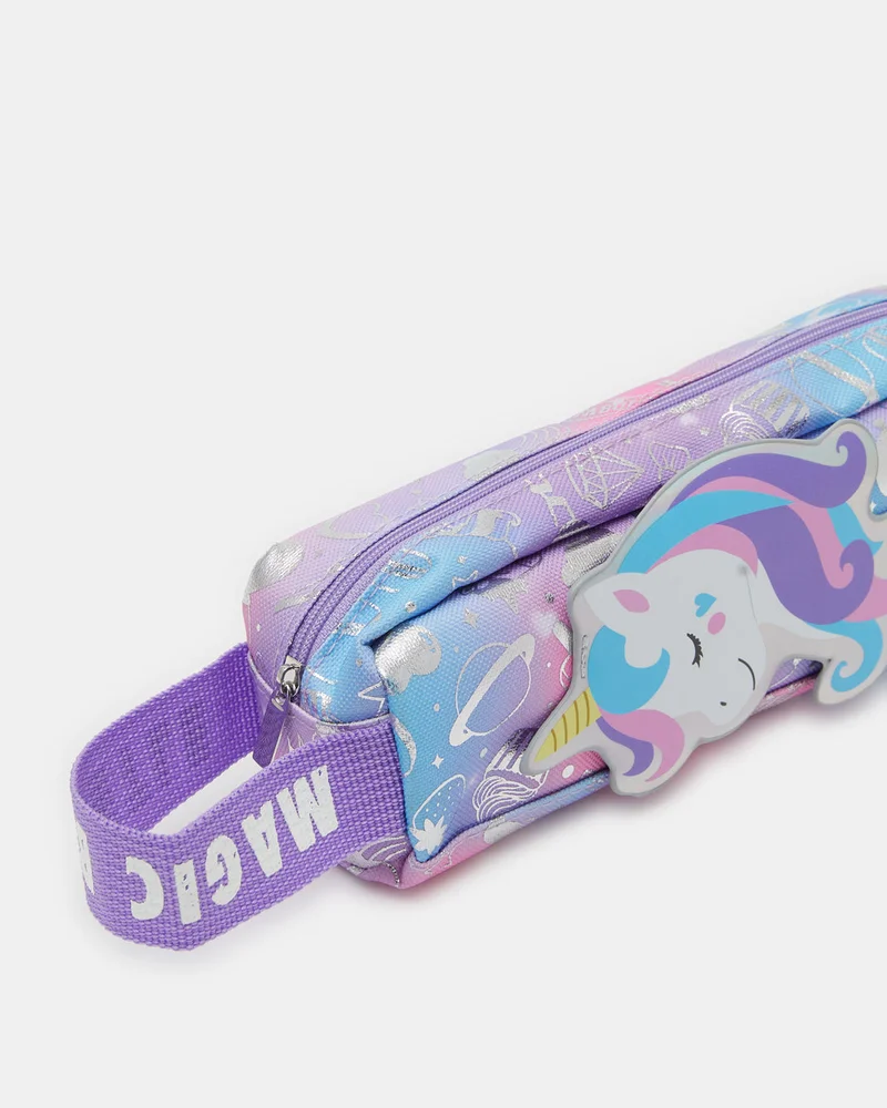 REDTAG Purple And Foil Unicorn Pencil Case