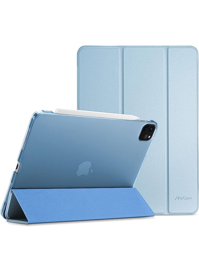 Procases حافظة ايباد برو 11 بوصة 2022/2021/2020/2018، غطاء ذكي رفيع بحامل خلفي صلب لجهاز ايباد برو 11 بوصة الجيل الرابع 2022/الجيل الثالث 2021/الجيل الثاني 2020/الجيل الأول 2018 - أزرق سماوي - Image 1