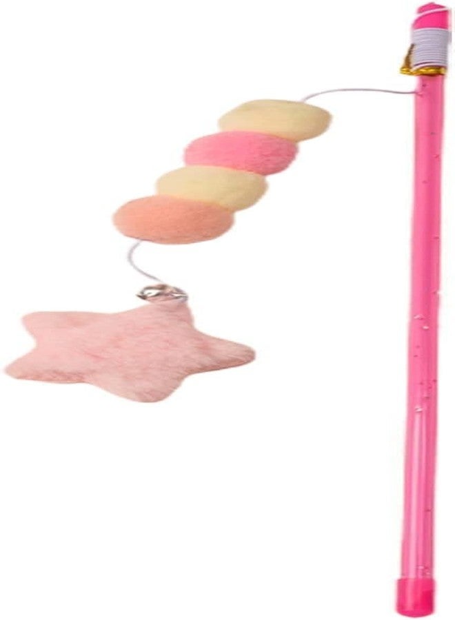 Weicoca Pink Cat Stick Toy, Cat Teaser Wand Toys, Interactive Cat Toys, Elastic Rope Plush Ball Star Pendant Bite Comfortable Grip, Indoor Cats and Kitten Wand Cat Mice and Animals - Image 1
