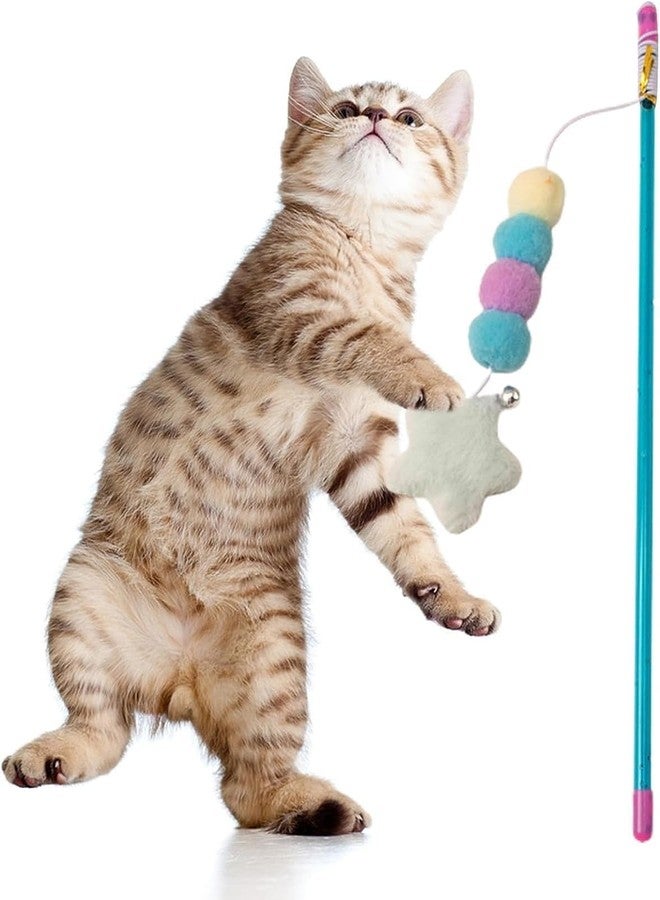 Weicoca Pink Cat Stick Toy, Cat Teaser Wand Toys, Interactive Cat Toys, Elastic Rope Plush Ball Star Pendant Bite Comfortable Grip, Indoor Cats and Kitten Wand Cat Mice and Animals - Image 4