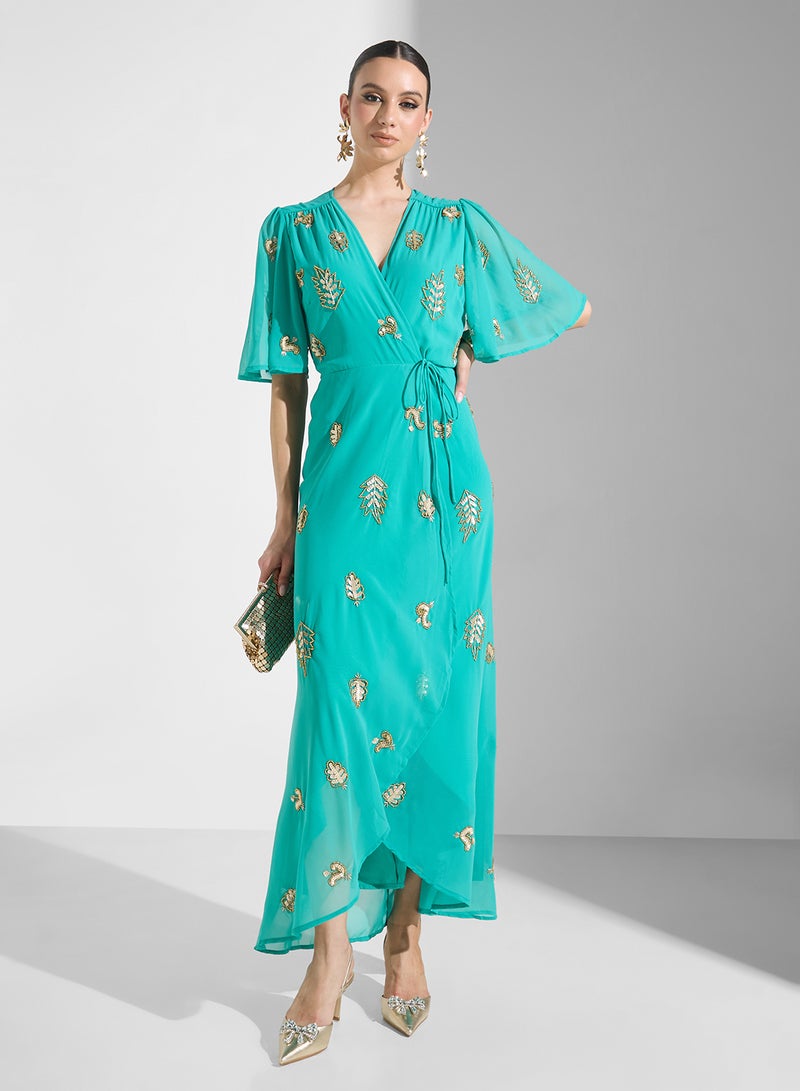 Hope & Ivy Embroidered Wrap Dress  - Image 4