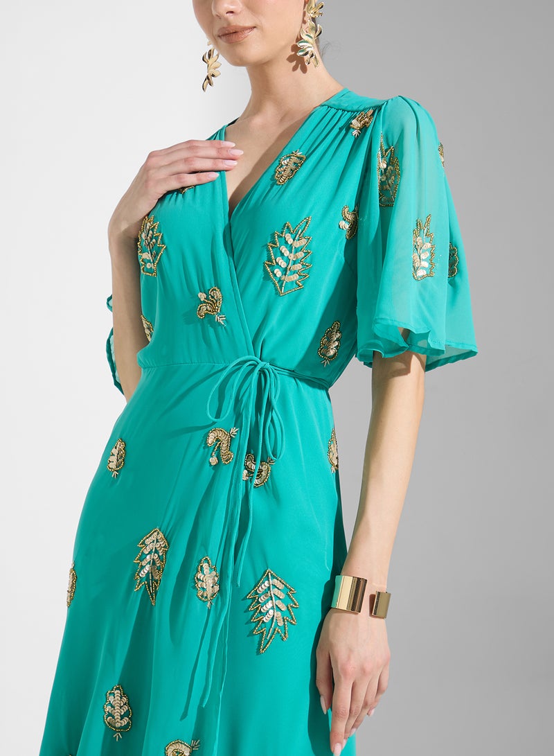 Hope & Ivy Embroidered Wrap Dress  - Image 3