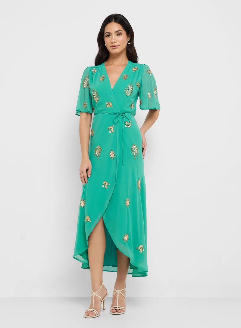 هوب اند ايفي Embroidered Wrap Dress