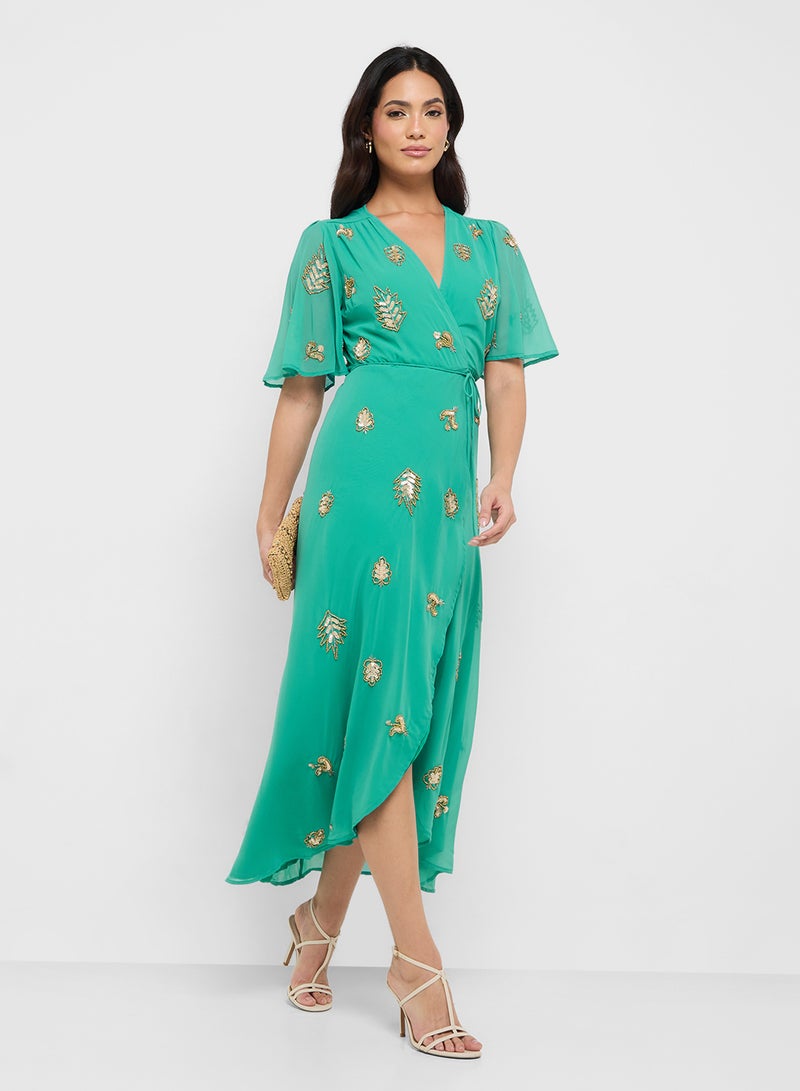 Hope & Ivy Embroidered Wrap Dress  - Image 4