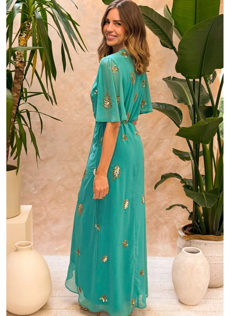 Hope & Ivy  Embroidered Wrap Dress for Women | Best Price UAE