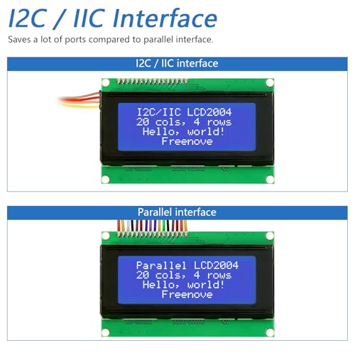 FREENOVE I2C IIC LCD 2004 Module, TWI Serial 20x4 Display, Compatible with Arduino Raspberry Pi Pico ESP32 ESP8266 - Image 2
