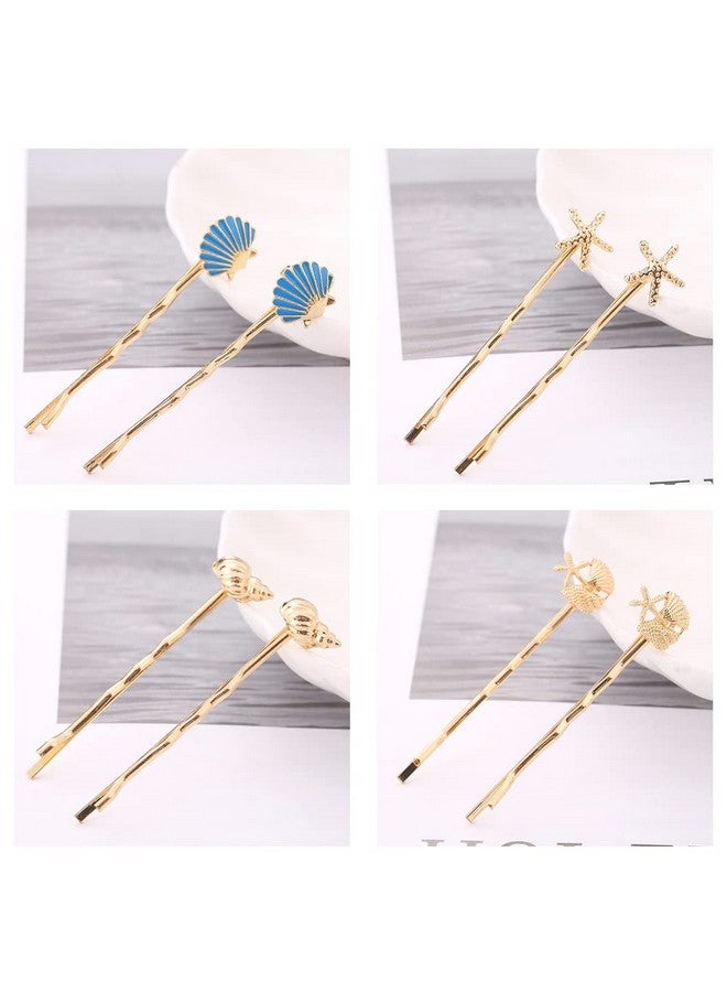 Guqqeuc Shell Starfish Bobby Pins Set Shiny Seashell Hair Clips Set For Women Girls Summer Beach Hair Accessories For Long Short Hair Barrettes For Teen Girls Ocean Themd Hairpins 4 Pairs - Image 1